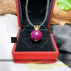 Mặt dây chuyền trái châu Ruby Nam Phi, vàng 18k - Hình ảnh 2