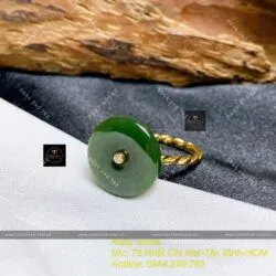 Nhẫn đồng điếu ngọc bích Canada, vàng 18k - Hình ảnh 6