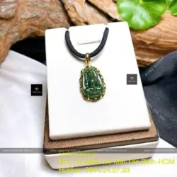 Phật bản mệnh Ngọc bích Canada, vàng 18k, KT 20mm - Hình ảnh 6