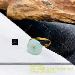 Nhẫn đồng điếu ngọc Cẩm thạch, vàng 18k