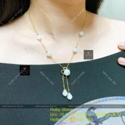 Dây chuyền ngọc Cẩm thạch trắng (Bạch ngọc), vàng 18k - Ảnh 3