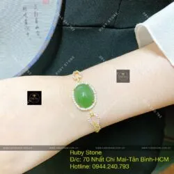 Lắc tay Oval ngọc bích Nga, vàng 18k Lắc tay Oval ngọc bích Nga, vàng 18k