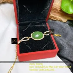 Lắc tay Oval ngọc bích Nga, vàng 18k Lắc tay Oval ngọc bích Nga, vàng 18k