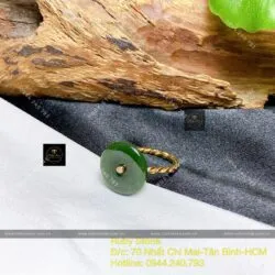 Nhẫn đồng điếu ngọc bích Canada, vàng 18k - Hình ảnh 7