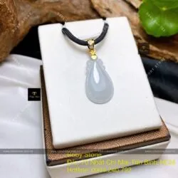 Mặt dây chuyền ngọc bội nếp băng, KT 28mm, móc vàng 18k - Ảnh 5