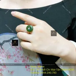 Nhẫn đồng điếu ngọc bích Canada, vàng 18k - Hình ảnh 3