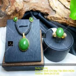 Bộ trang sức Ngoc Bích Canada lên vàng 18k - Ảnh 7