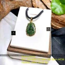 Phật bản mệnh Ngọc bích Canada, vàng 18k, KT 20mm - Hình ảnh 4