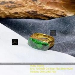 Nhẫn yên ngựa ngọc Cẩm thạch, vàng 18k - Hình ảnh 3