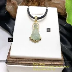 Phật Quán Thế Âm Bồ Tát băng ngọc, KT 25mm, vàng 18k - Ảnh 2