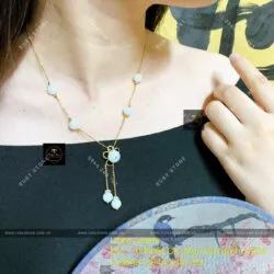 Dây chuyền ngọc Cẩm thạch trắng (Bạch ngọc), vàng 18k