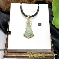 Phật Quán Thế Âm Bồ Tát băng ngọc, KT 25mm, vàng 18k - Ảnh 4