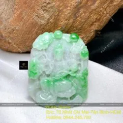 Phật Quán Thế Âm Bồ Tát ngọc cẩm thạch xanh lý táo, KT 37mm