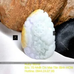 Phật Quán Thế Âm tự tại ngọc Cẩm thạch ba màu, KT 48mm - Ảnh 6
