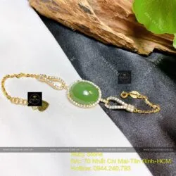 Lắc tay Oval ngọc bích Nga, vàng 18k Lắc tay Oval ngọc bích Nga, vàng 18k