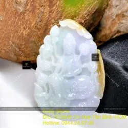 Phật Quán Thế Âm tự tại ngọc Cẩm thạch ba màu, KT 48mm