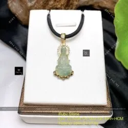 Phật Quán Thế Âm Bồ Tát băng ngọc, KT 25mm, vàng 18k