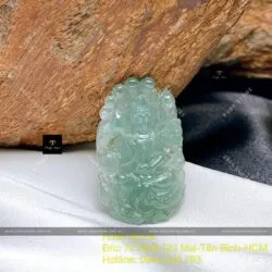 Phật Quán Thế Âm Bồ Tát Lam băng chạm tay tinh xảo, KT 34mm