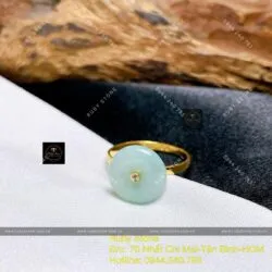 Nhẫn đồng điếu ngọc Cẩm thạch, vàng 18k - Ảnh 2
