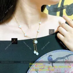 Dây chuyền ngọc Cẩm thạch trắng (Bạch ngọc), vàng 18k - Ảnh 6