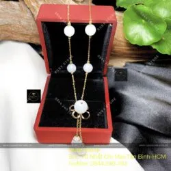 Dây chuyền ngọc Cẩm thạch trắng (Bạch ngọc), vàng 18k - Ảnh 5