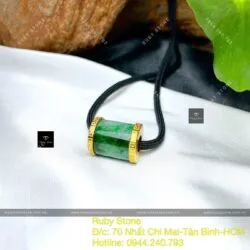 Mặt dây Lu thống ngọc Cẩm thạch, vàng 18k