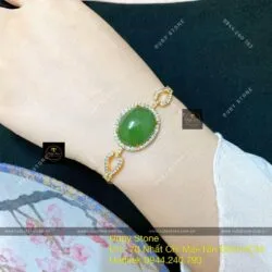 Lắc tay Oval ngọc bích Nga, vàng 18k Lắc tay Oval ngọc bích Nga, vàng 18k