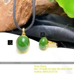 Bộ trang sức Ngoc Bích Canada lên vàng 18k - Ảnh 4