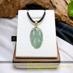 Chiếc lá Băng ngọc, KT 30mm, móc vàng 18k