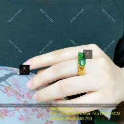 Nhẫn yên ngựa ngọc Cẩm thạch, vàng 18k - Hình ảnh 6