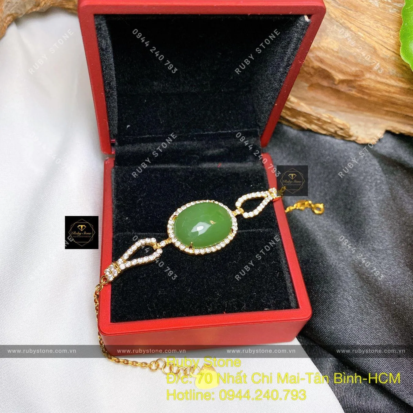 Lắc tay Oval ngọc bích Nga, vàng 18k Lắc tay Oval ngọc bích Nga, vàng 18k - Ảnh 9