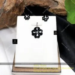 Bộ trang sức cỏ bốn cánh Phỉ thuý mực dục, vàng 18k, kim cương thiên nhiên - Ảnh 5