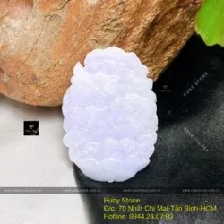 Đức Quán Thế Âm Bồ Tát ngọc cẩm thạch tử la lan chạm tay tinh xảo, KT 45mm - Ảnh 6