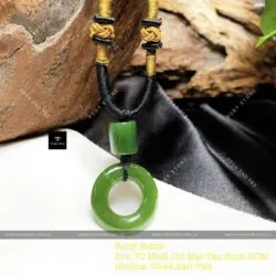 Đồng điếu + Lu thống ngọc bích Canada xanh lá, KT 25mm