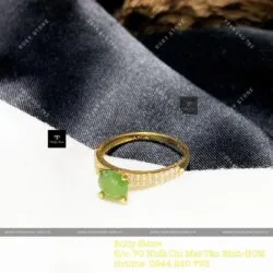 Nhẫn ngọc bích mài giác 6 ly, vàng 18k - Ảnh 2