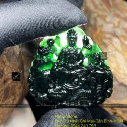 Phổ Hiền Bồ Tát Phỉ thúy mực dục, KT 40mm