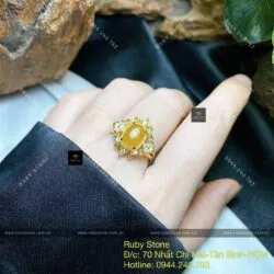Nhẫn Phỉ thúy hoàng tông phỉ, vàng 18k - Hình ảnh 2