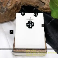 Bộ trang sức cỏ bốn cánh Phỉ thuý mực dục, vàng 18k, kim cương thiên nhiên - Ảnh 6