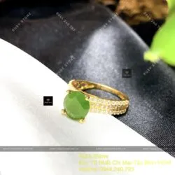 Nhẫn ngọc bích Canada, mài giác tròn 8,1 ly, vàng 18k - Hình ảnh 8