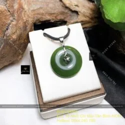 Đồng điếu ngọc bích xanh lý, ĐK 28mm, móc bạc 925 - Ảnh 2