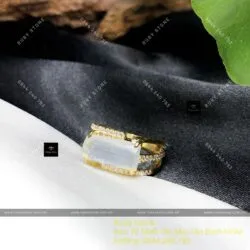 Nhẫn Phỉ thuý băng ngọc bông tuyết, vàng 18k - Hình ảnh 3