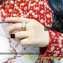 Nhẫn Phỉ thuý băng ngọc bông tuyết, vàng 18k - Hình ảnh 9