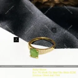 Nhẫn ngọc bích mài giác 6 ly, vàng 18k - Ảnh 3