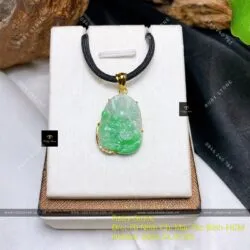 Văn thù bồ tát – Phật bản mệnh ngọc Cẩm thạch tuổi Mão, KT 23mm, vàng 18k - Ảnh 4