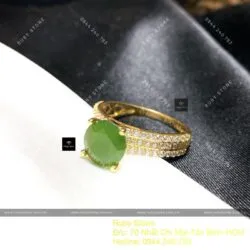Nhẫn ngọc bích Canada, mài giác tròn 8,1 ly, vàng 18k - Hình ảnh 7
