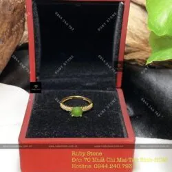 Nhẫn ngọc bích mài giác 6 ly, vàng 18k - Ảnh 6