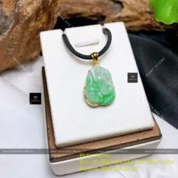 Văn thù bồ tát – Phật bản mệnh ngọc Cẩm thạch tuổi Mão, KT 23mm, vàng 18k - Ảnh 2