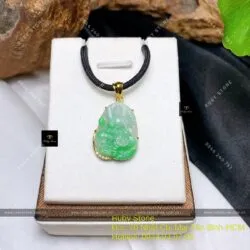 Văn thù bồ tát – Phật bản mệnh ngọc Cẩm thạch tuổi Mão, KT 23mm, vàng 18k - Ảnh 5