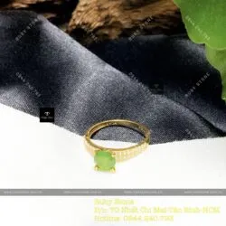 Nhẫn ngọc bích mài giác 6 ly, vàng 18k - Ảnh 5
