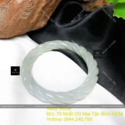 Vòng ngọc Cẩm thạch chạm xoắn, ni tay 51mm - Ảnh 7